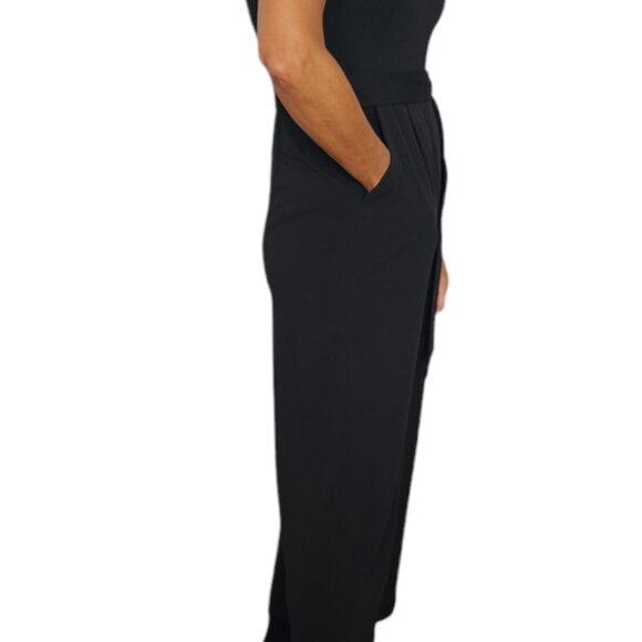 Calvin Klein Women's Ruffle-Trimmed Black Cocktail Jumpsuit Size 12 - Picture 3 of 8